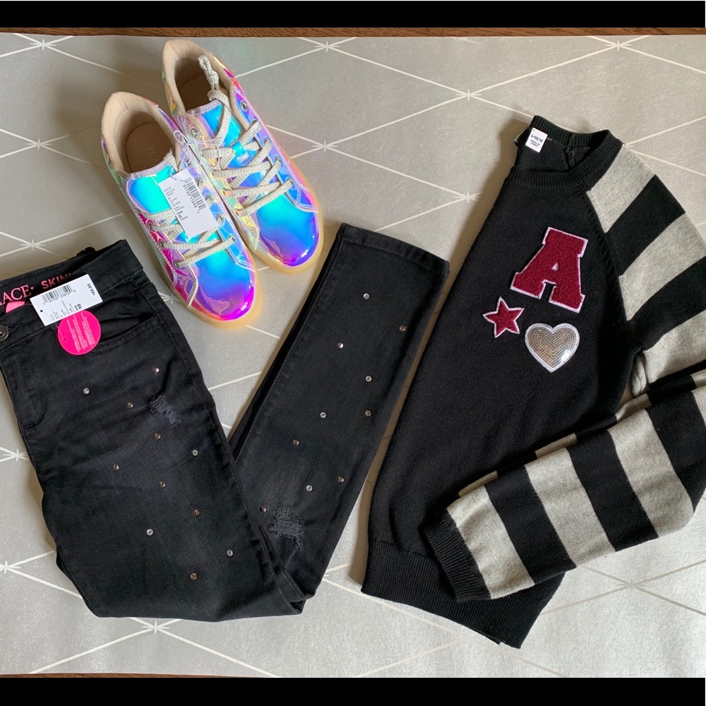 Girls studded black skinny jeans, size 16 - Picture 6 of 6